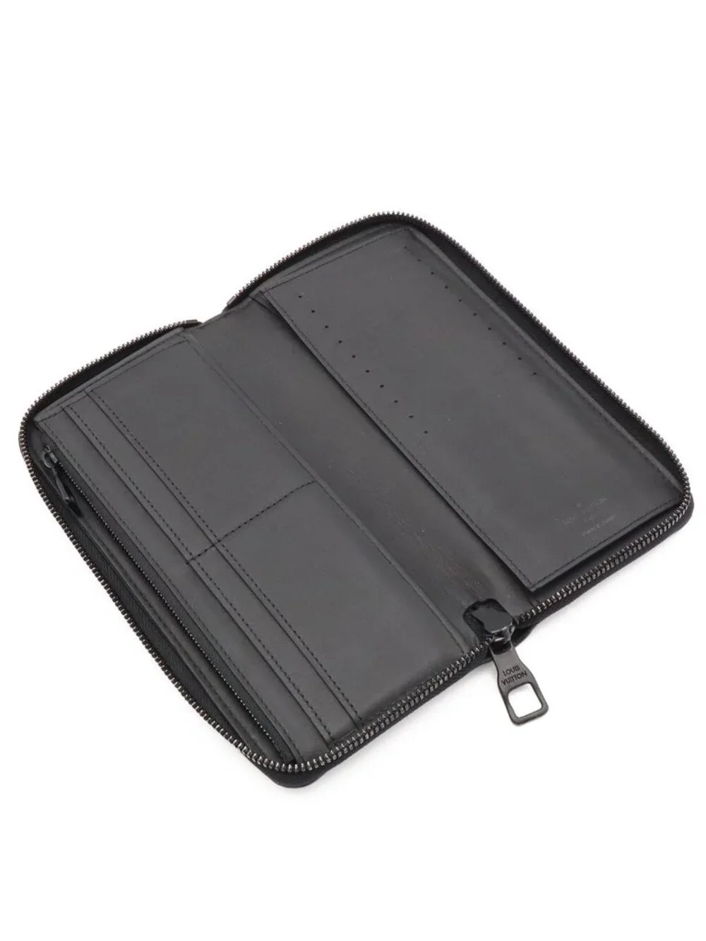 Louis Vuitton Monogram Taurillon Zippy Wallet Vertical Zip Around Leather Noir